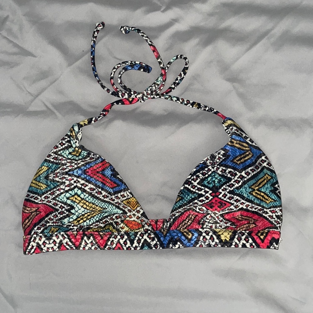 Reversible tribal print bikini top
